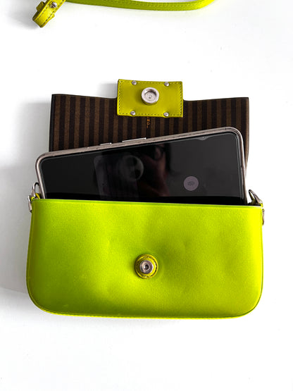 Fendi neon green satin bag