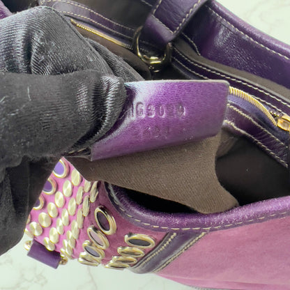 Vintage Gucci Suede Studded Jackie O Bouvier Hobo Purple
