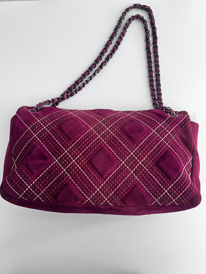 Chanel burgundy suede quilted flap bag