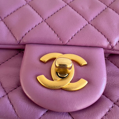 Chanel Lavender Lamb Skin Mini Rectangular Crush Flap Bag