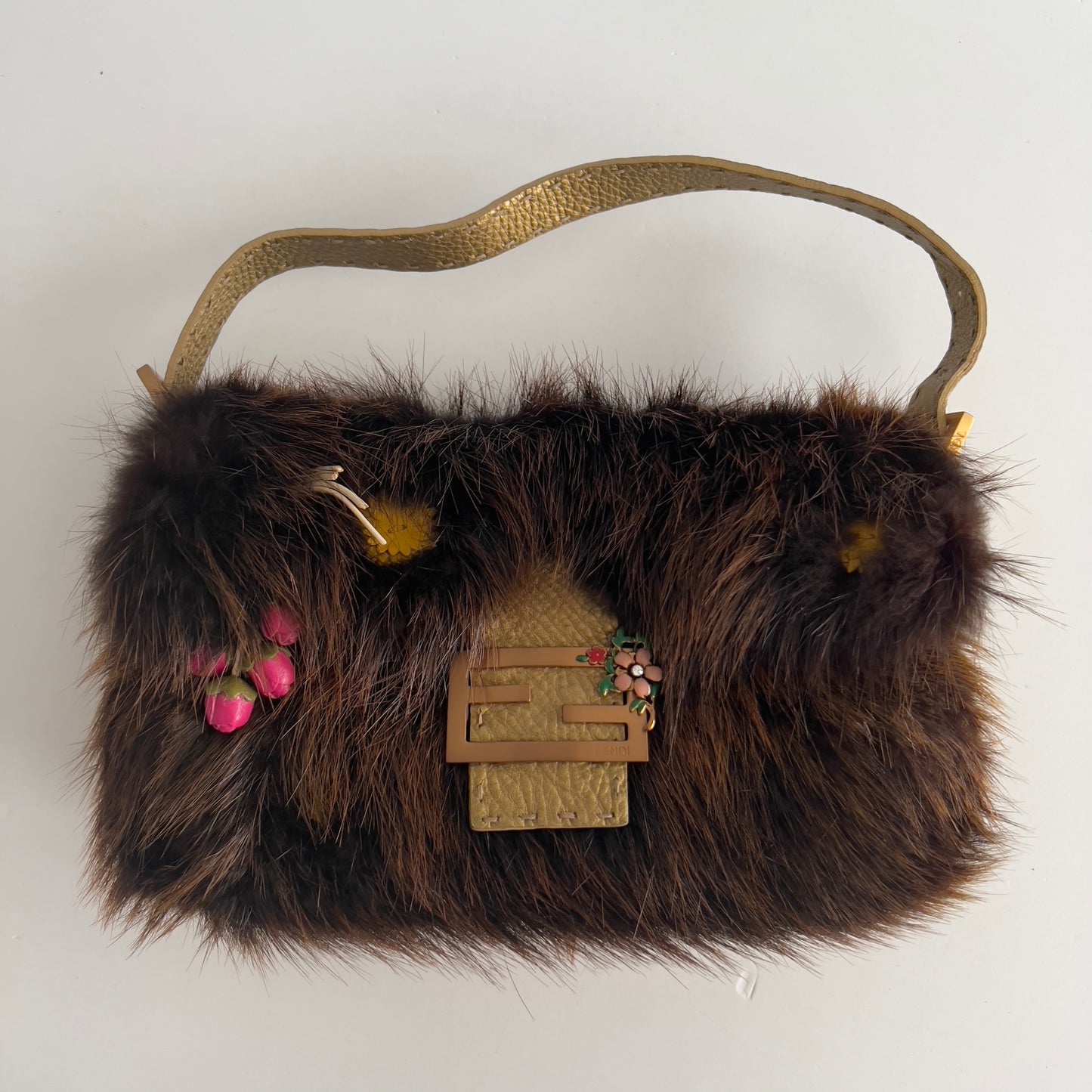 Fendi Mink Fur Flora Sellreia Baguette