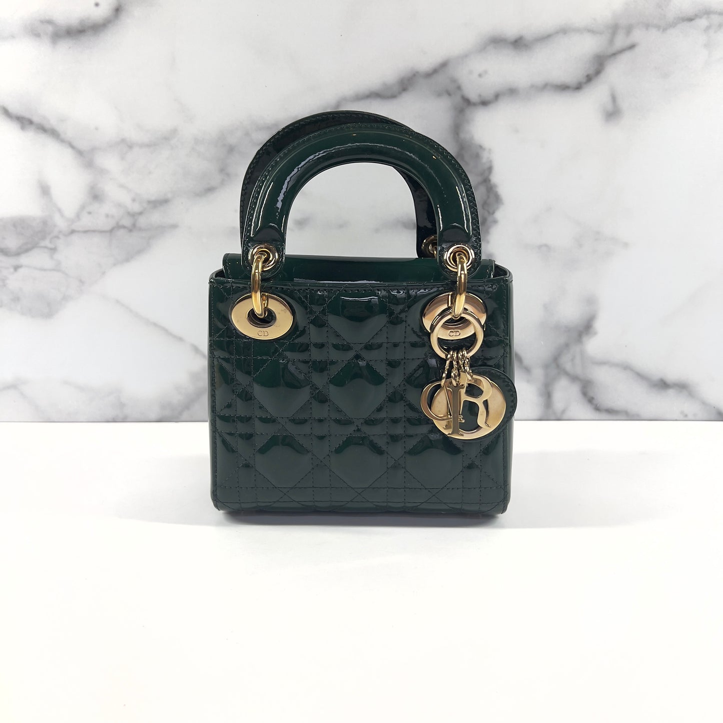 Dior Mini Green Patent Cannage Ladydior Bag