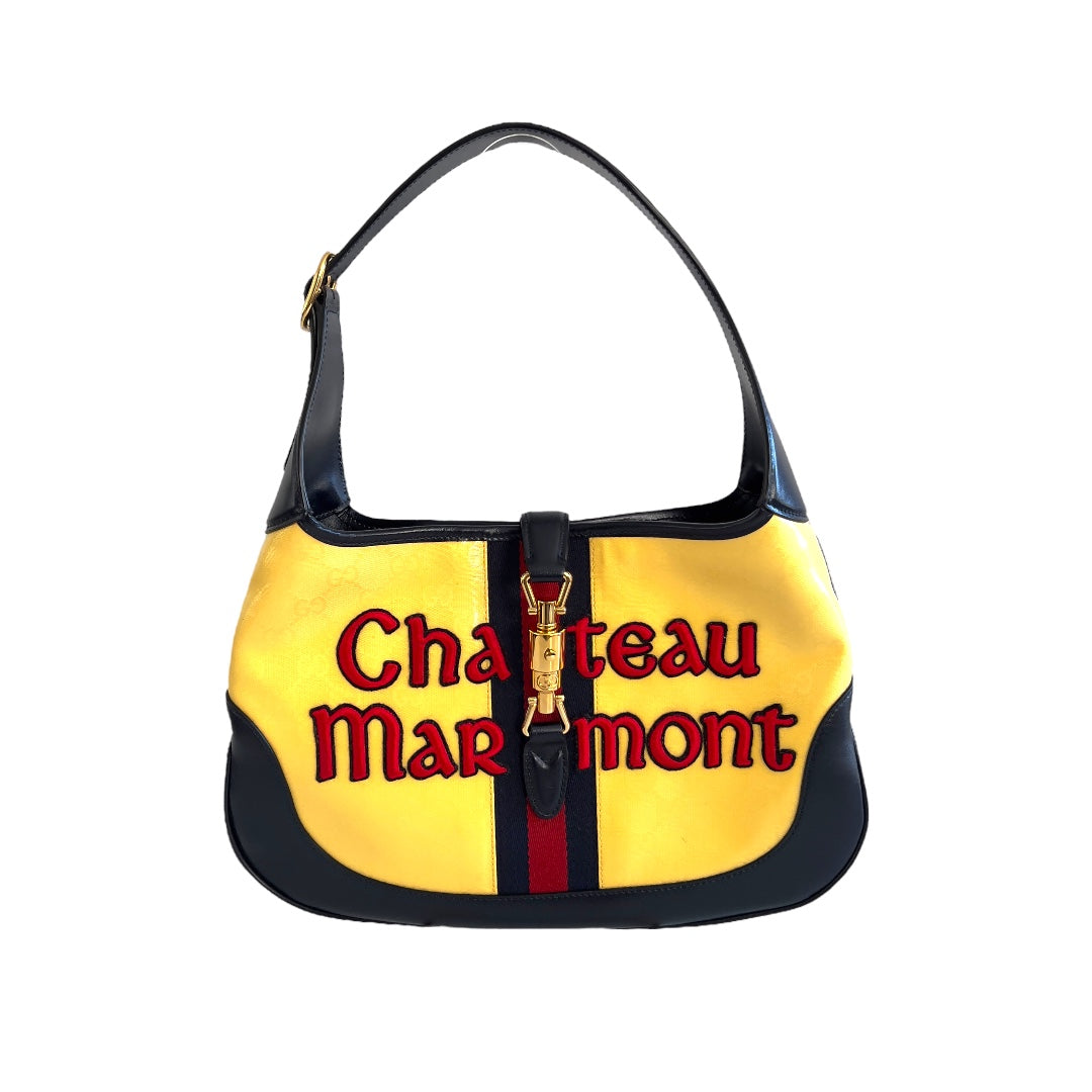 Gucci Chateau Marmont Jackie Hobo Embroidered GG Coated Canvas Small
