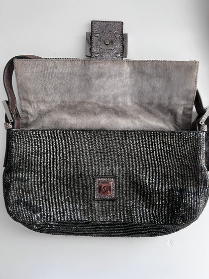 Fendi Charcoal color beaded baguette