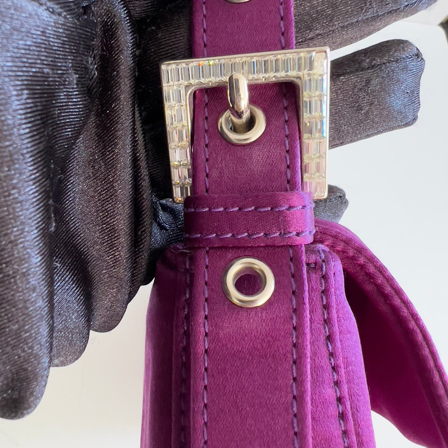 Vintage Fendi Purple Satin Baguette