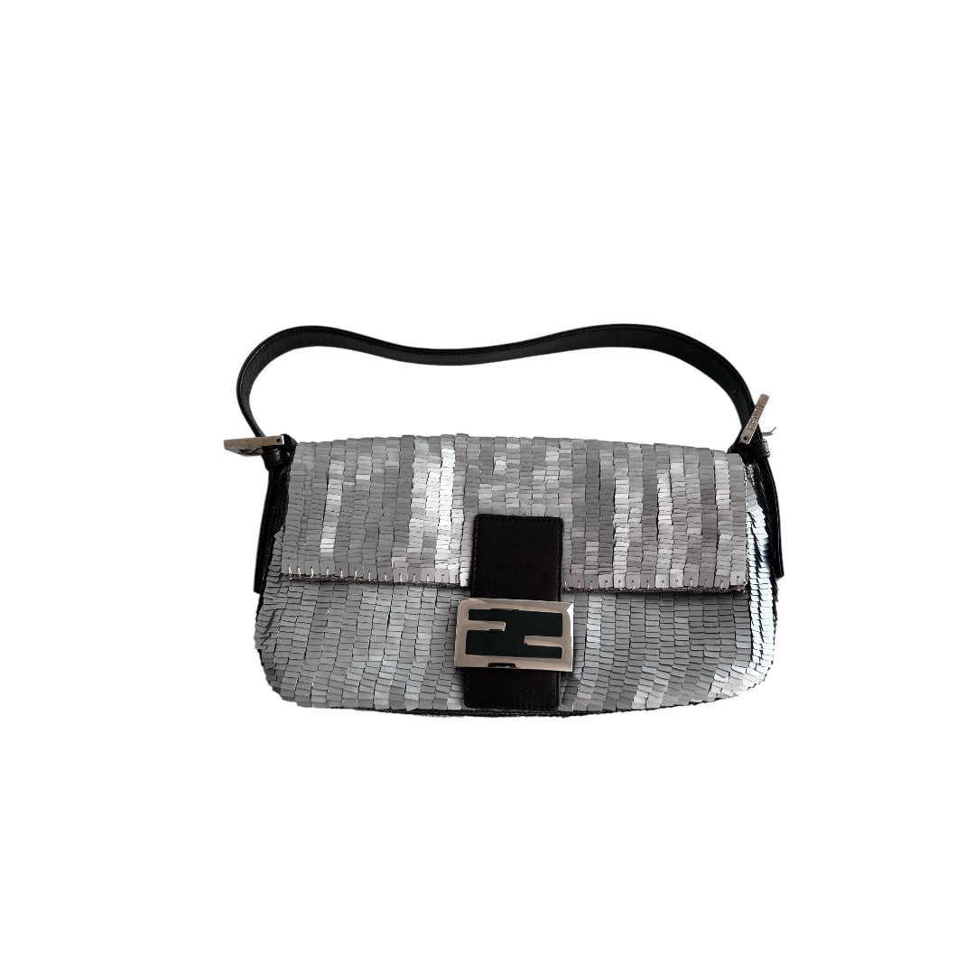 Vintage Fendi silver sequin Baguette