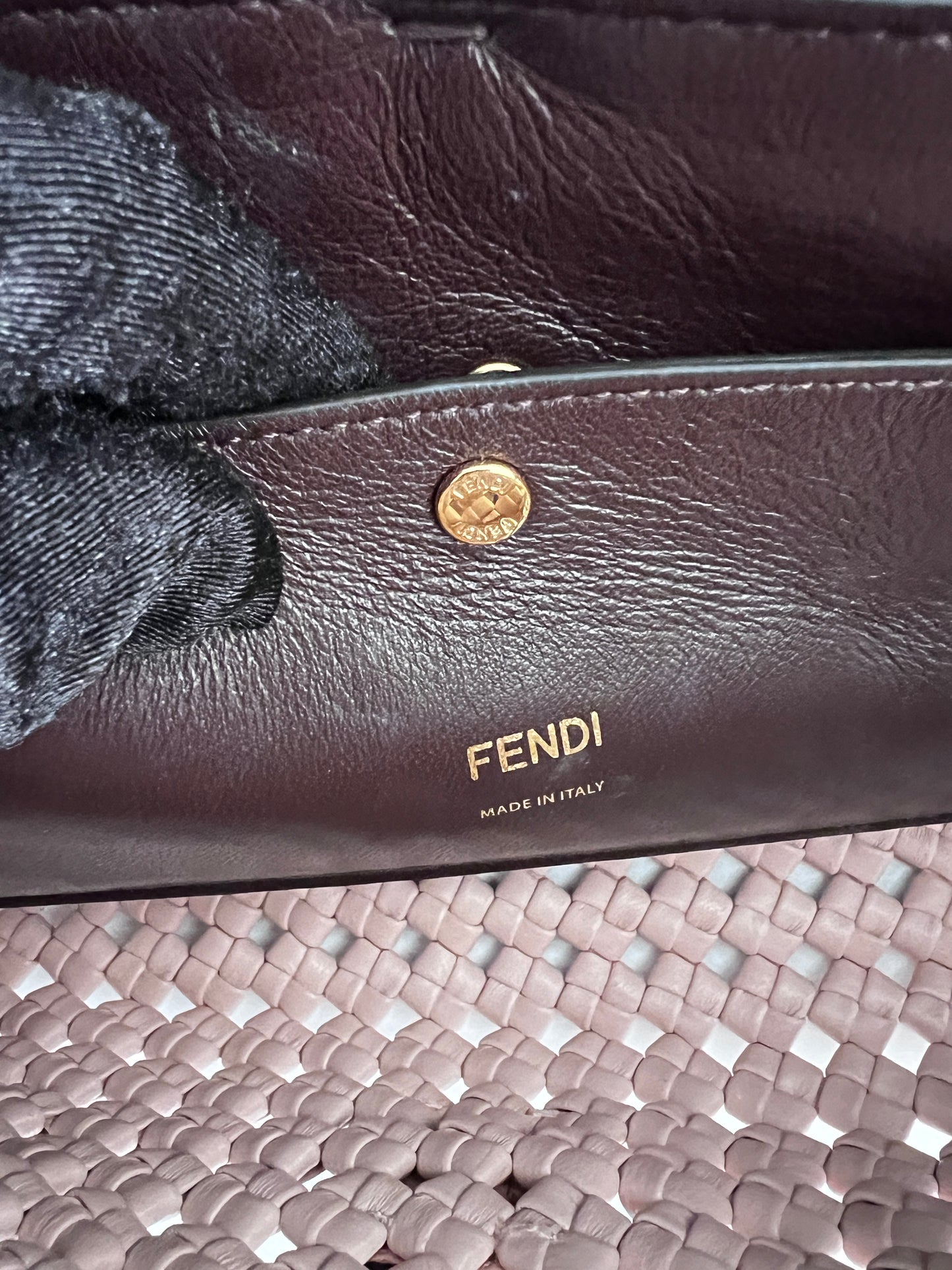 Fendi leather woven baguette