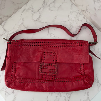 Fendi Whipstitch XXL Baguette Red