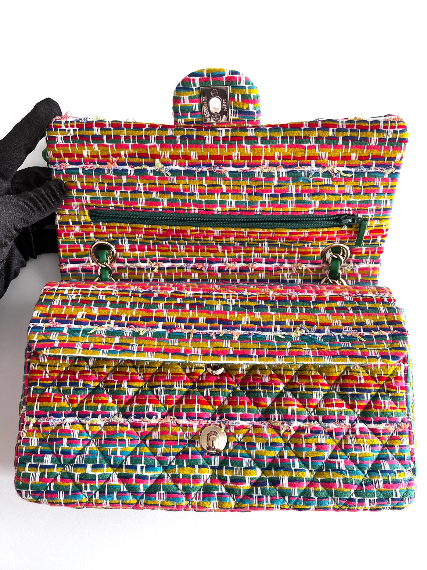 Chanel rainbow tweed bag sale