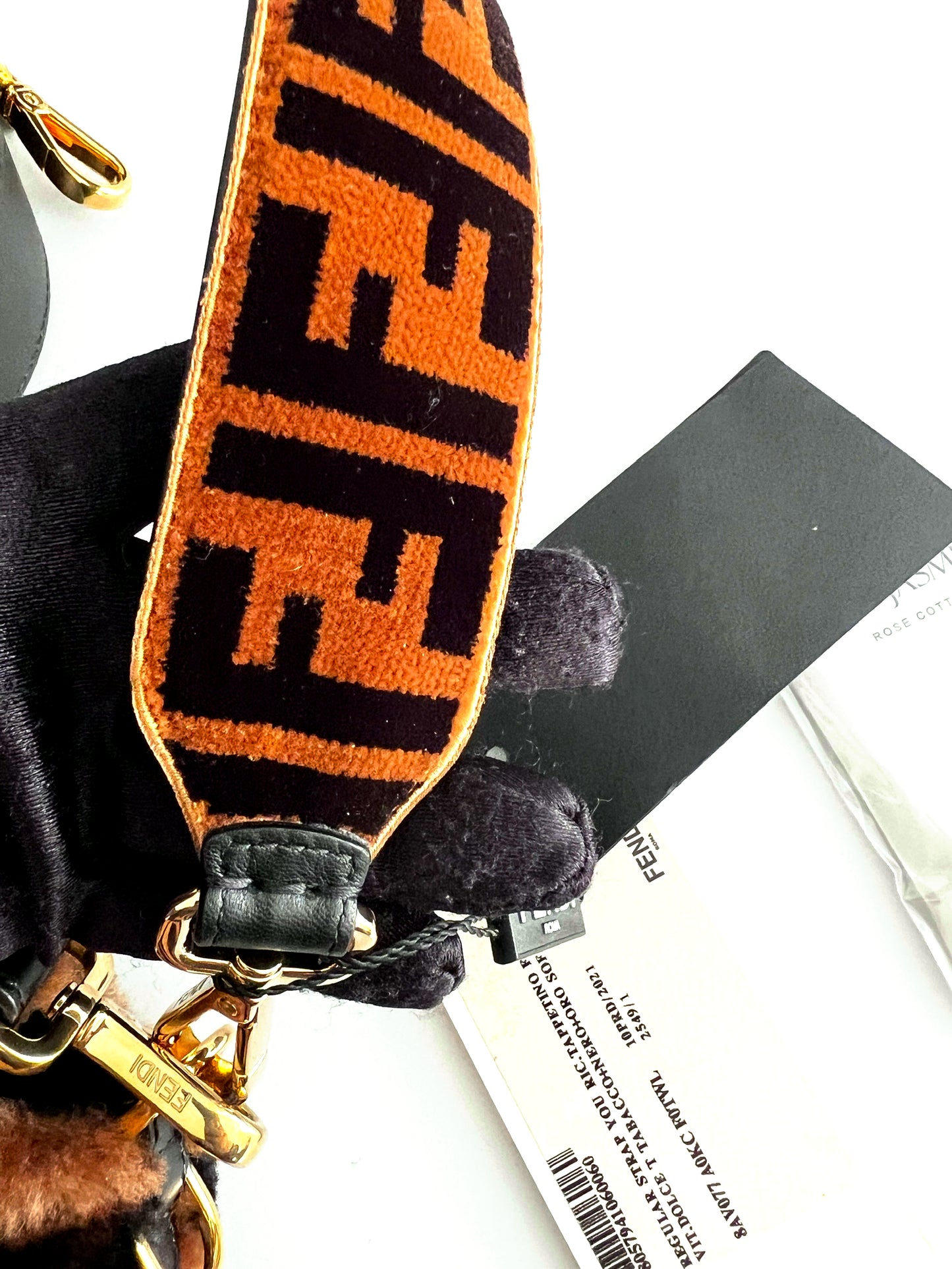 Fendi FF shearling baguette with FF velvet strap