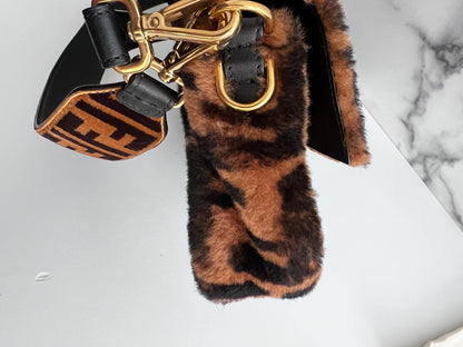 Fendi FF shearling baguette with FF velvet strap