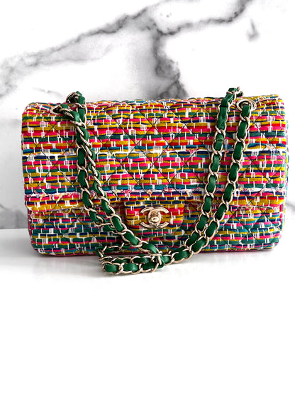 Chanel rainbow boule tweed medium classic double flap bag