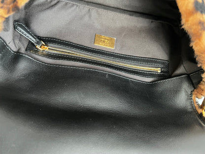 Fendi FF shearling baguette with FF velvet strap