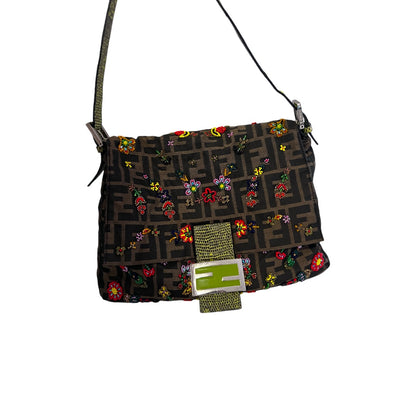 Vintage Fendi floral beaded mamma baguette