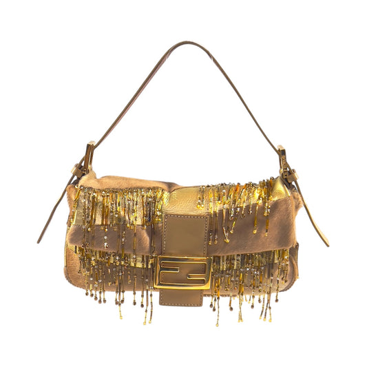 Vintage Fendi Pony Hair Beaded Fringes Baguette