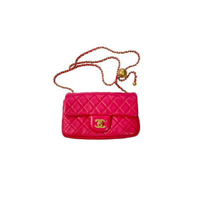 Chanel Dark Pink Lambskin Quilted Mini Rectangular Crush Flap Bag