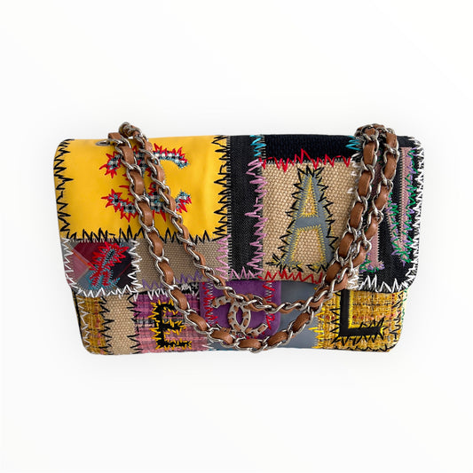 Vintage Chanel Multicolor Patchwork Jumbo Single Flap Bag