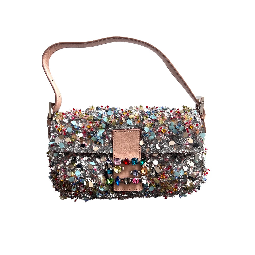 Rare Fendi multicolored diamond and sequin baguette