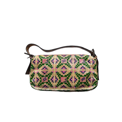 Fendi pink&green beaded baguette