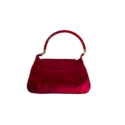 Gucci red satin acrylic handle Jackie