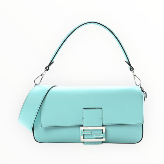 Preloved Fendi & Tiffany Nappa Silver Tiffany Blue Baguette