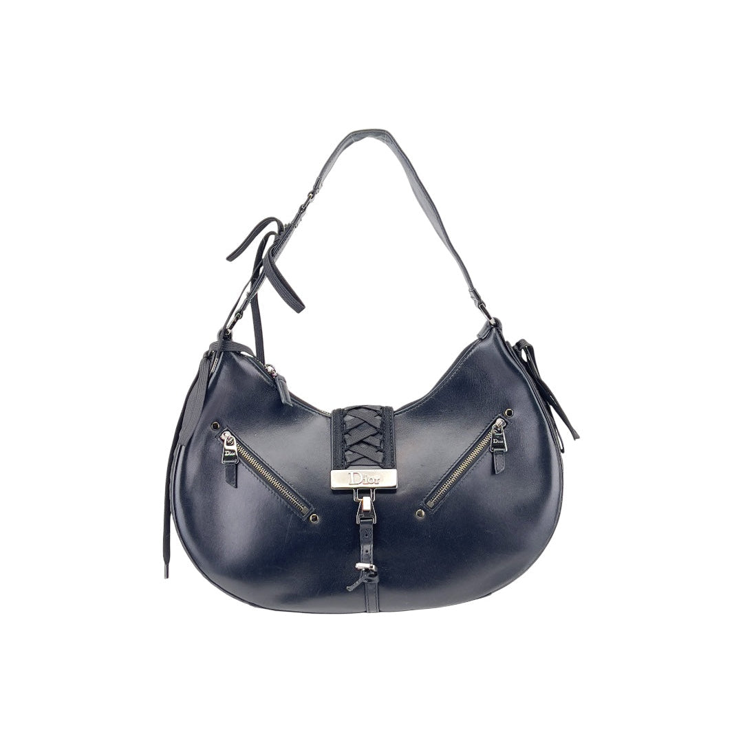 Vintage Dior Black leather admit bag