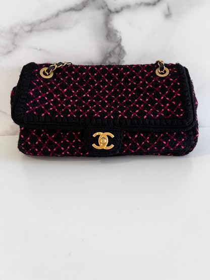 Chanel CC Chain wool knit Flap bag medium