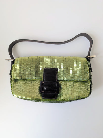 Vintage Fendi green sequin baguette