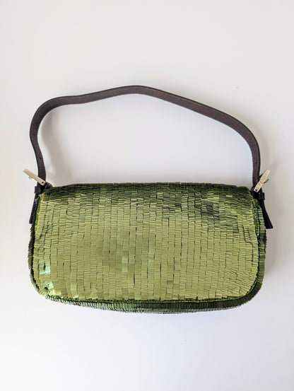 Vintage Fendi green sequin baguette