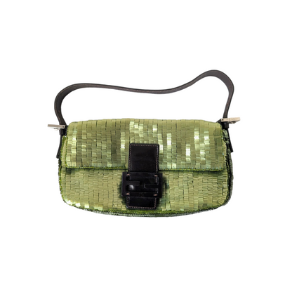 Vintage Fendi green sequin baguette