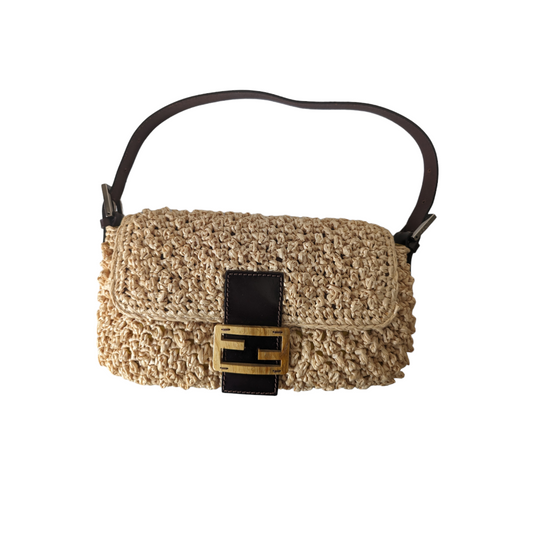 Fendi raffia woven baguette