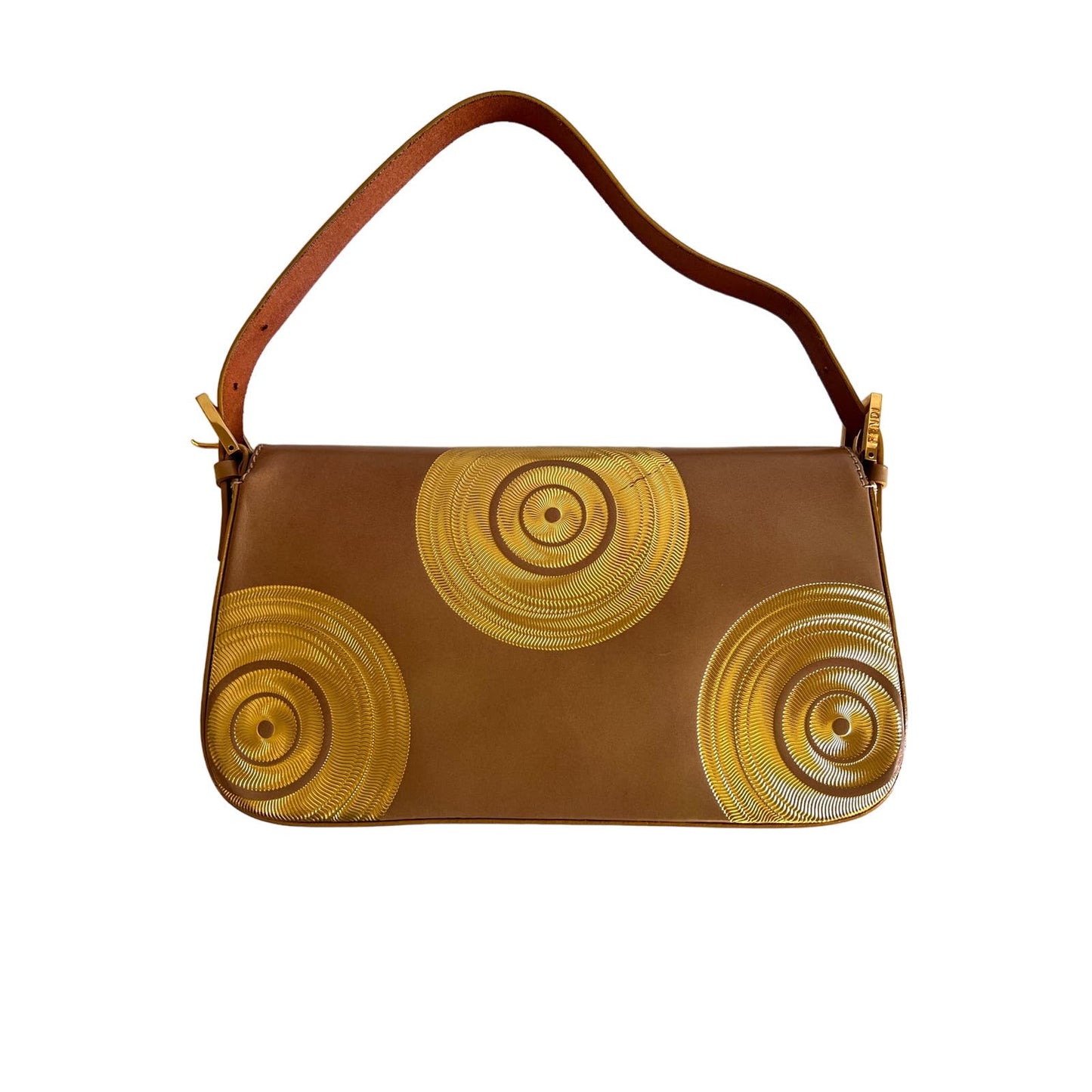 Vintage Fendi gold swirl pattern baguette from 2000-2001