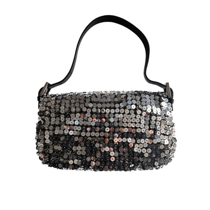 Fendi 3D Silver Sequin Baguette