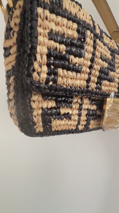 Fendi raffia baguette