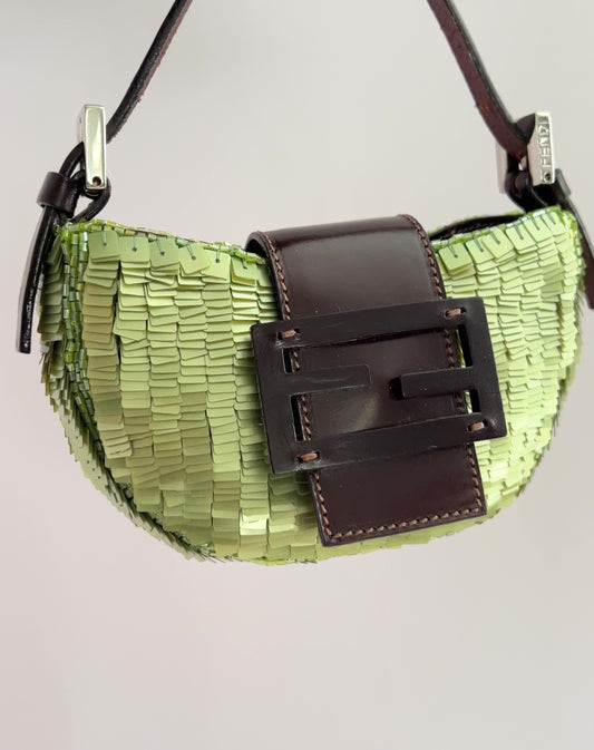 vintage Fendi green sequin croissant