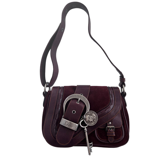 Dior brown suede mini size Gaucho bag