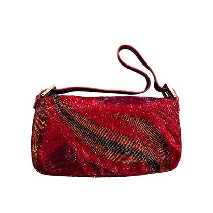 Stunning Fendi red beaded baguette with crystal hangers