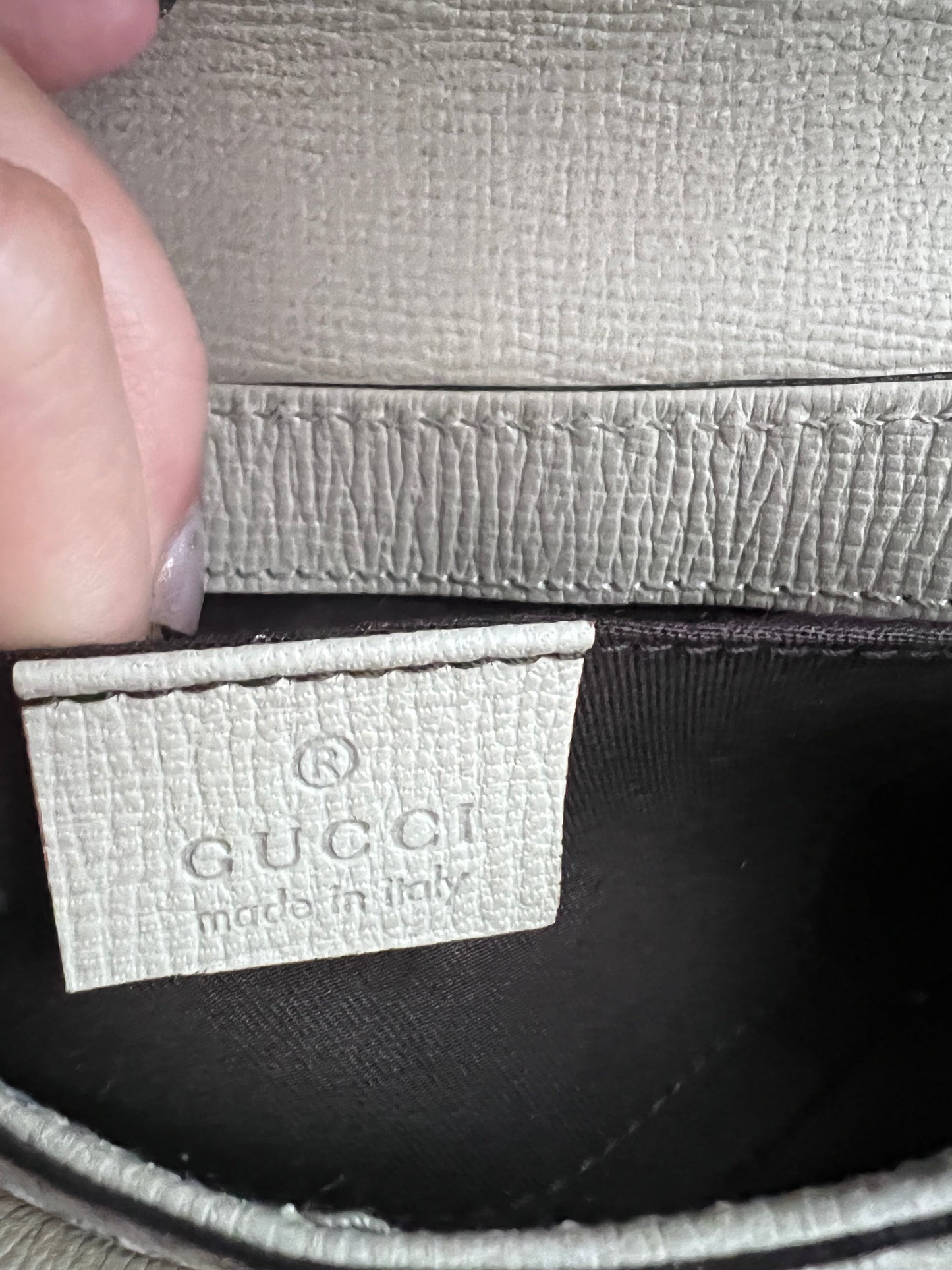 Gucci white leather horsebit chain bag