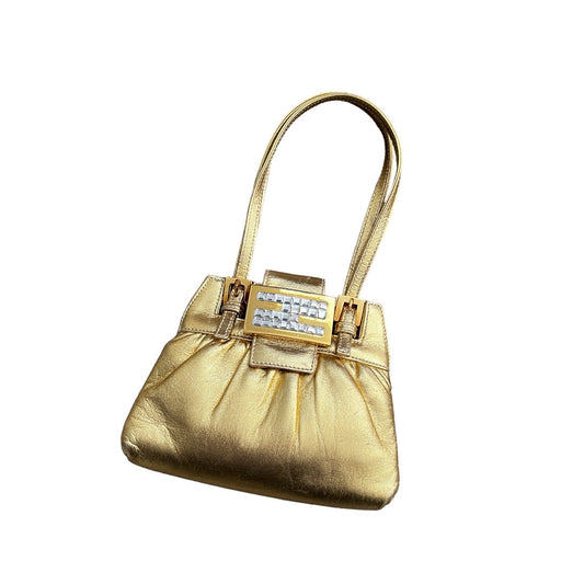 Vintage FENDI golden leather handbag