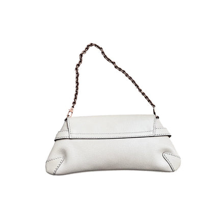 Gucci white leather horsebit chain bag