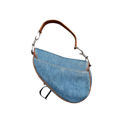 Dior 2000s vintage denim embroidered saddle bag