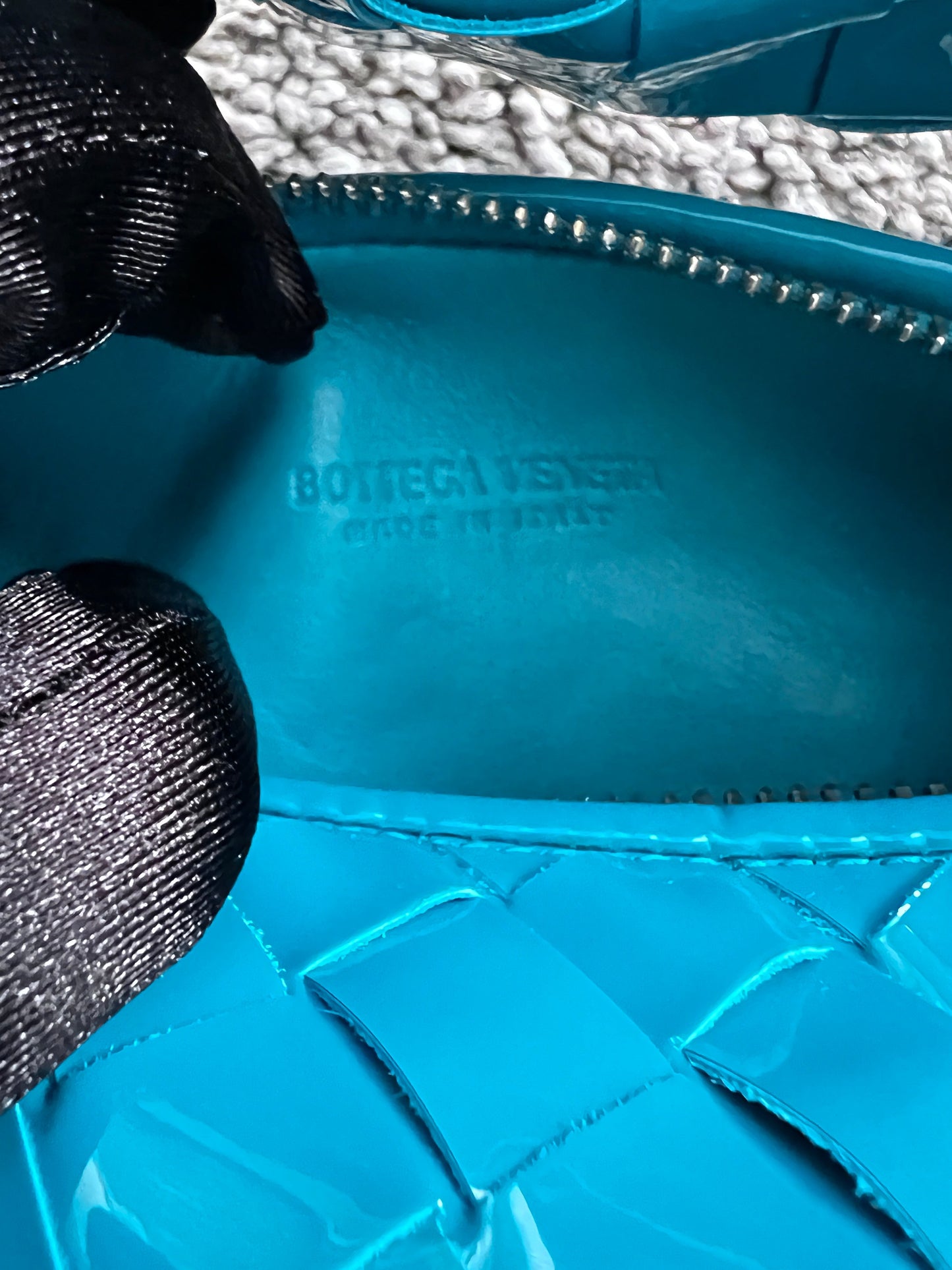 NWOT! Bottega Veneta Blue Patent mini Jodie