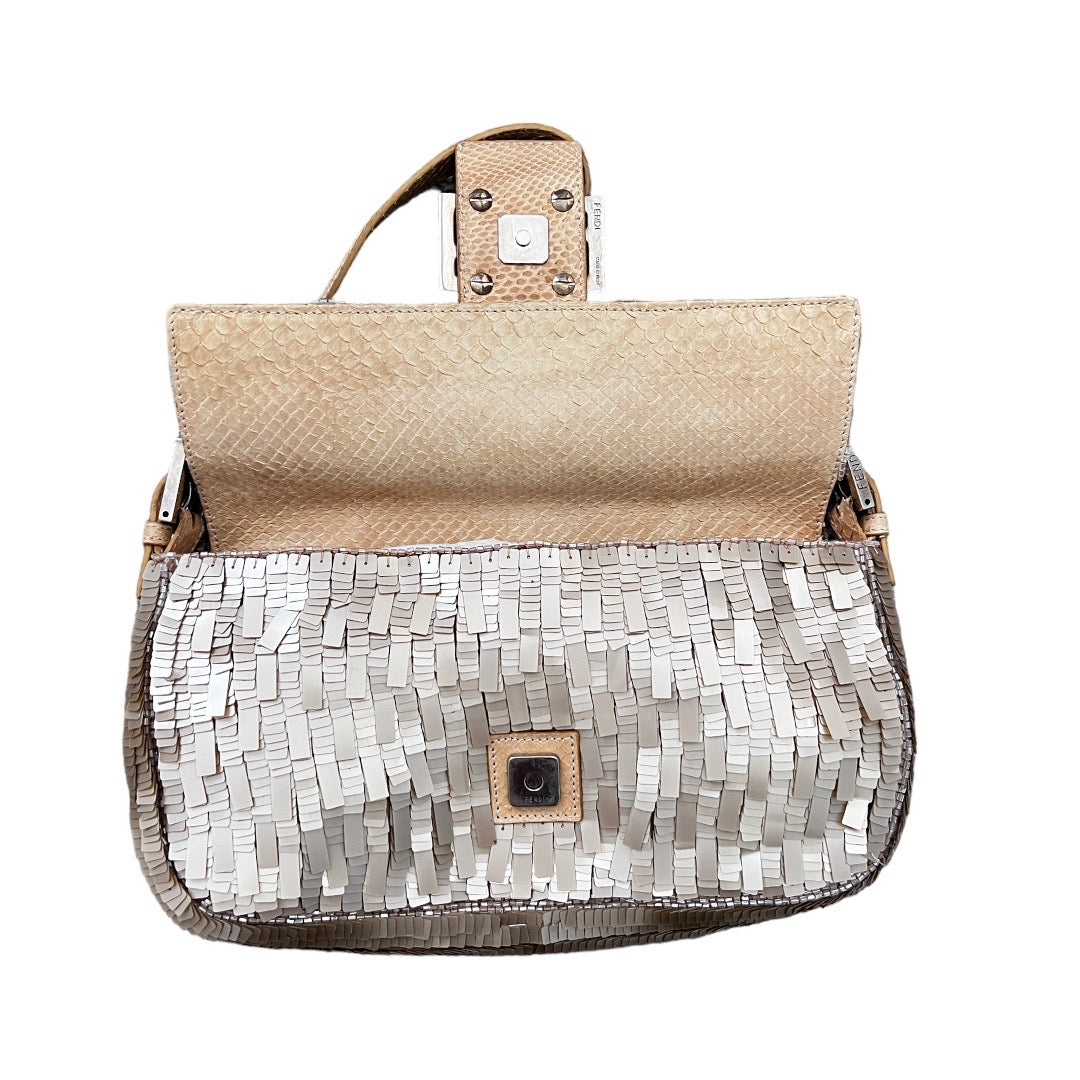 Fendi champagne color sequins baguette bag