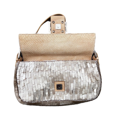 Fendi champagne color sequins baguette bag