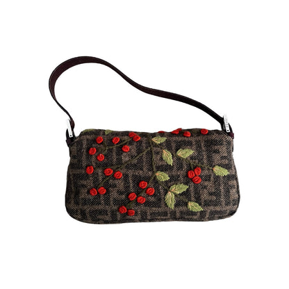 Fendi berries embroidered zucca wool baguette