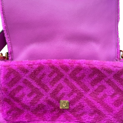 Fendi pink shearling zucca baguette 2021