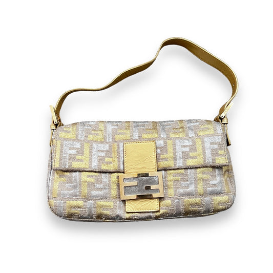 Fendi golden&silver embroidered zucca baguette