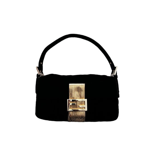 Fendi vintage velvet fringe baguette