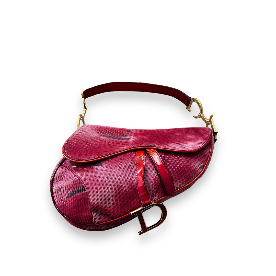 Vintage enamel red Dior saddle