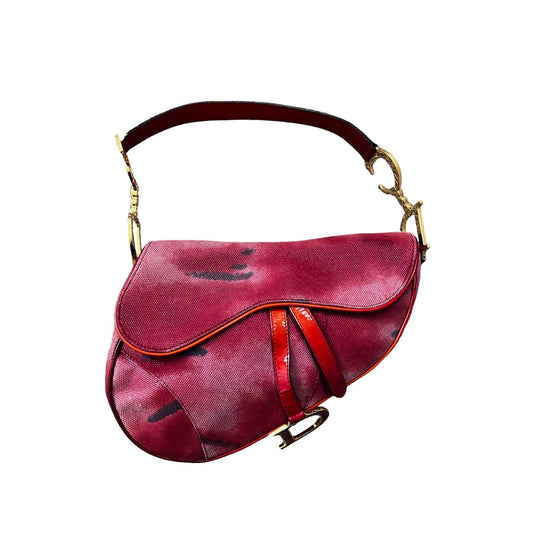 Vintage enamel red Dior saddle